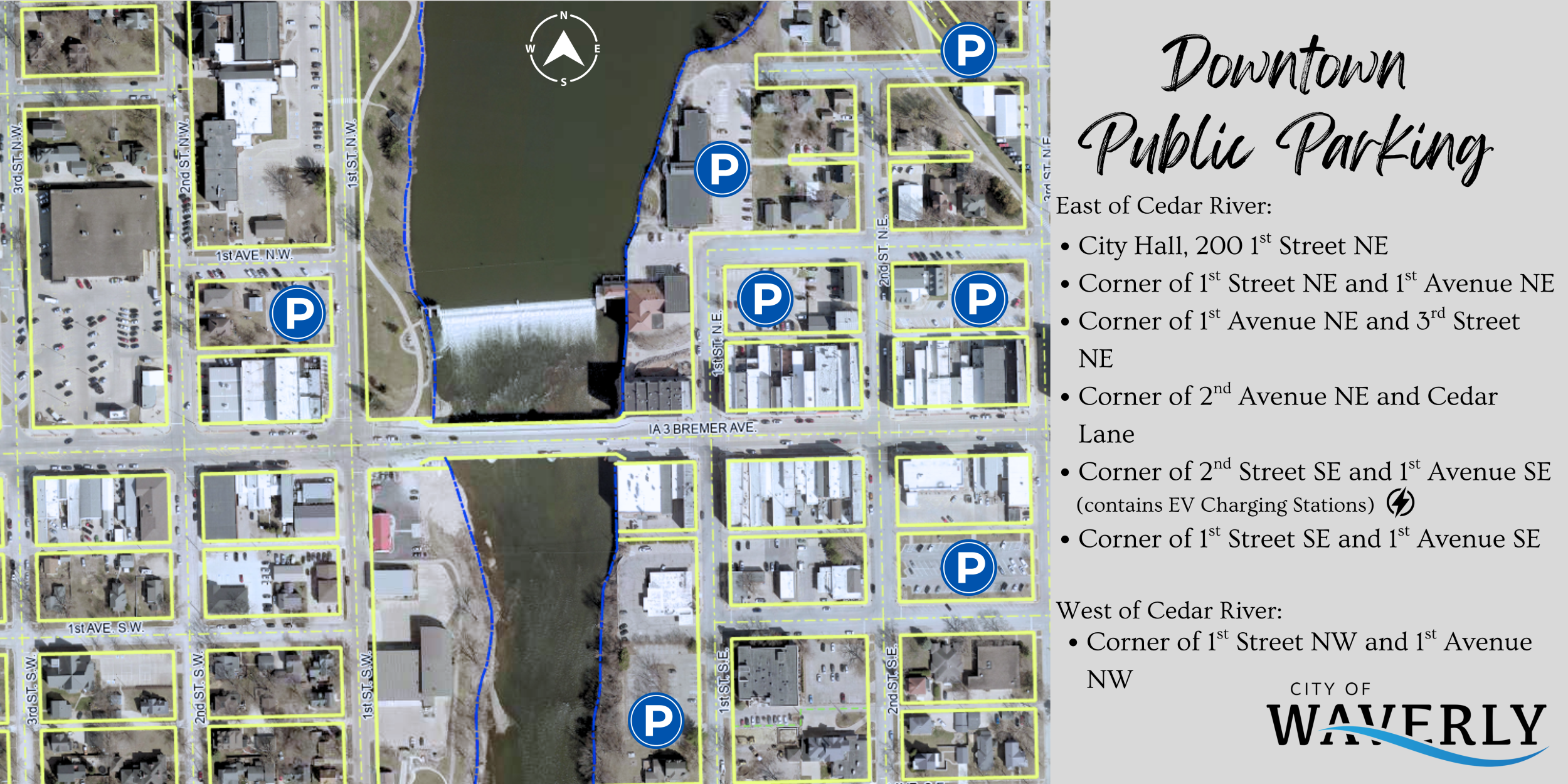 Aerial View of Downtown Public Parking map