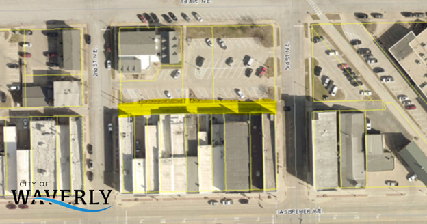Diagram showing alley closure between 2nd Street NE and 3rd Street NE