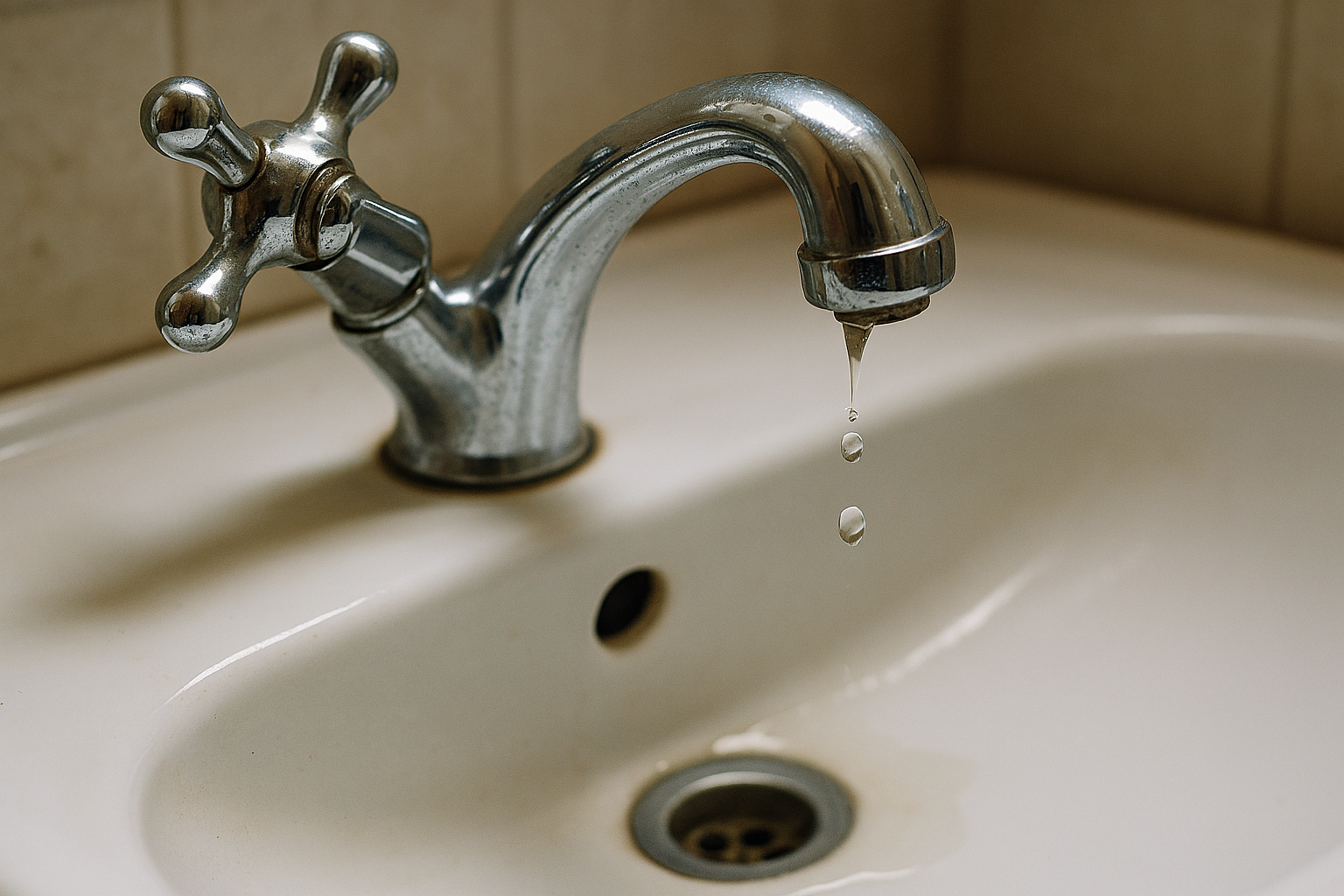 Sink with dripping faucet